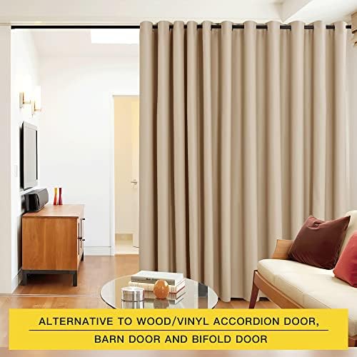 NICETOWN Closet Door Heavy Curtain, Room Dividers Shade Screens Partitions, Extra Large Space Partition Blackout Curtain, Screen Dividers for Rooms (1 PC, 20ft Wide x 9ft Long, Biscotti Beige) - Image 2