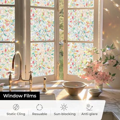 ADD.HERES Rainbow Window Privacy Film, Stained Glass Cling, 17.5" x 78.7" - Image 4