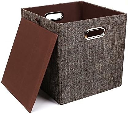 Posprica Storage Bins Cube Containers Boxes,Thick and Heavy Duty Fabric Drawers, 11×11 inch- Set of 4,Brown - Image 6