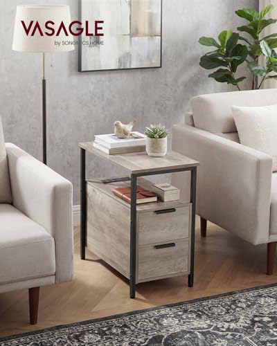 VASAGLE Side End Table with Charging Station, Slim Nightstand with Storage - Image 2