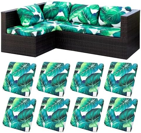 8 Pcs Outdoor Cushion Covers, Patio Sofa Cushion Covers Replacement by BIETYONE