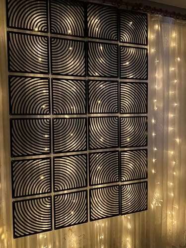Wooden Hanging Room Divider Panels, Black, Set of 12 - Image 6