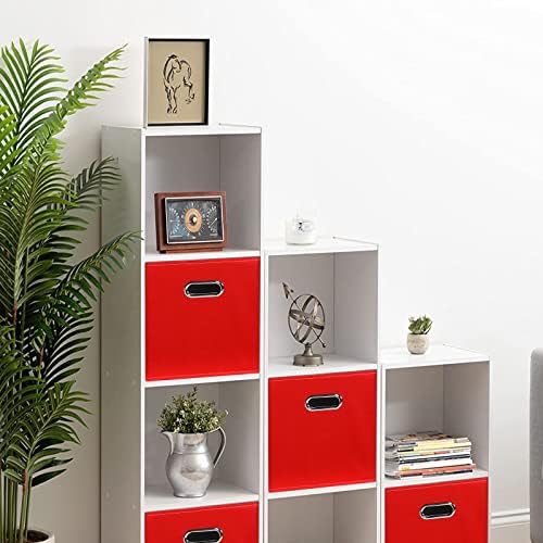 Fabric Cloth Storage Bins,Fabric Cube Bins Organizer with Dual Handles Foldable Cube Storage Baskets for Home Bedroom Storage,Set of 3,(Red) - Image 4
