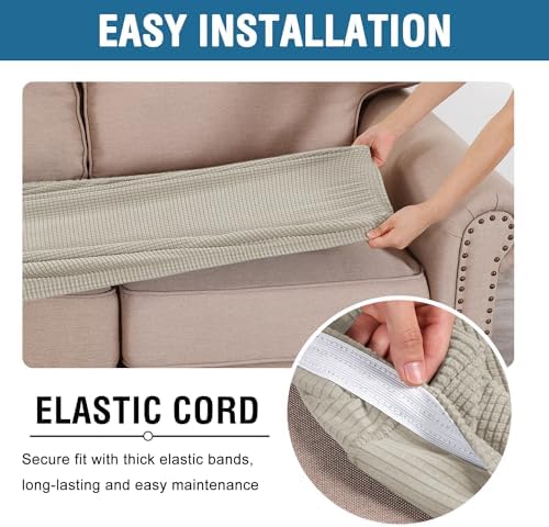 H.VERSAILTEX Super Stretch Individual Seat Cushion Covers Sofa Covers Couch Cushion Covers Slipcover Sets Thick Jacquard Textured Twill Fabric (1 Piece Sofa Cushion Cover, Island Fossi) - Image 5