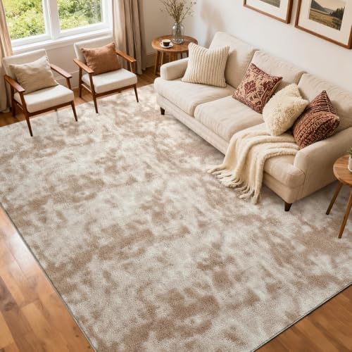 5x7 Tie-dye Light Tan Area Rug Non-Slip Washable for Living Room Bedroom by FinRe%CC%80cHome