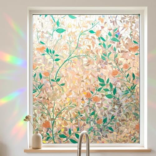 Orange Blossom Stained Glass Window Film Privacy Anti UV 17.5x78.7in by BetterLifeinHouse