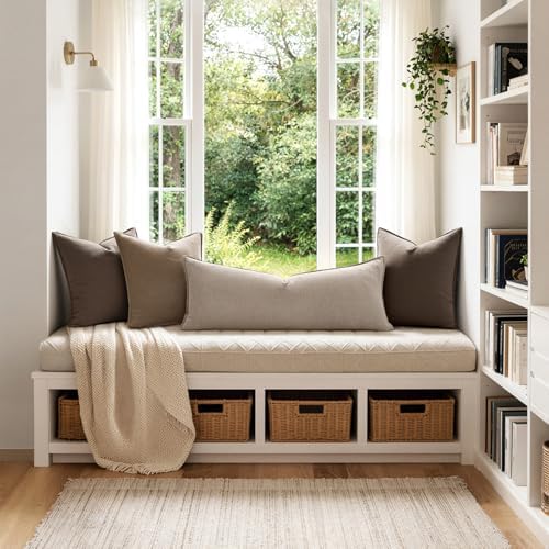 MIULEE Decorative Linen Lumbar Pillow Cover 14x36 Inch Natural Linen - Image 5