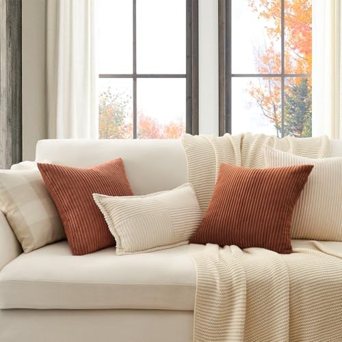 Topfinel Decorative Terracotta Throw Pillow Covers Cushion Cases, Set of 4 Soft Velvet Modern Double-Sided Designs, Rustic Fall Home Decor, Pillow Inserts Not Included 26x26 inch - Image 4