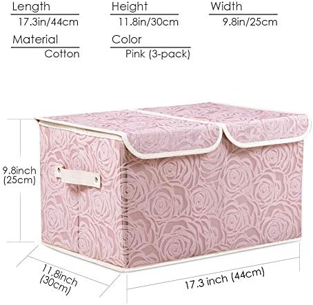 PRANDOM Large Stackable Storage Bins with Lids Fabric Decorative Storage Box Cubes Organizer Containers Baskets with Cover Handles Divider for Bedroom Closet Living Room 17.3x11.8x9.8 Inch 3 Pack - Image 4