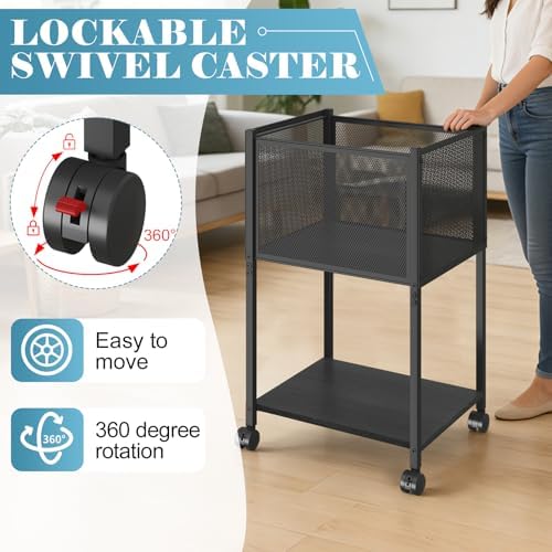 Sbanmao Letter/Legal Rolling File Cart, Narrow Mobile File Cabinet with Wheels Hanging Files, Metal Hanging File Folder Cart File Organizer Under Desk Storage for Home Office, Black - Image 4
