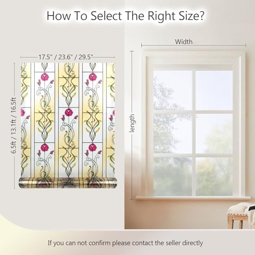 KESPEN Window Privacy Film Stained Frosted Film, Rose, 29.5In X 13.1Ft - Image 3