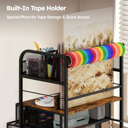 Homsorout Rolling Art Cart with 4 Drawers, Rustic - Image 5