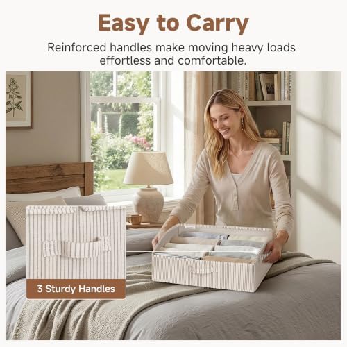 StorageWorks Closet Storage Bins Trapezoid, Khaki Stripes, Large, 3-Pack - Image 3