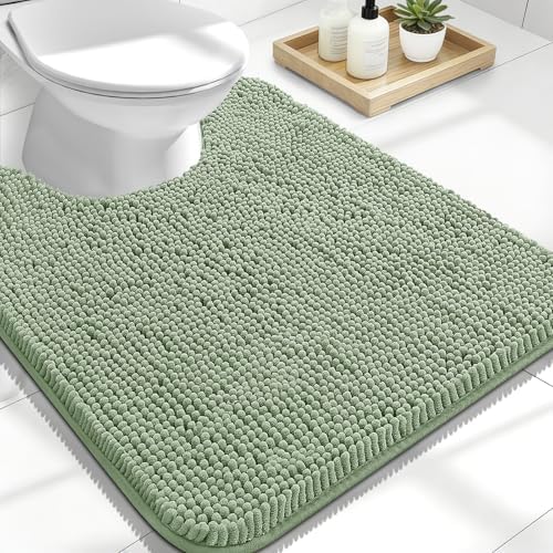 OLANLY Toilet Rugs U-Shaped 24x20, Soft Absorbent Chenille Contour Rugs by OLANLY