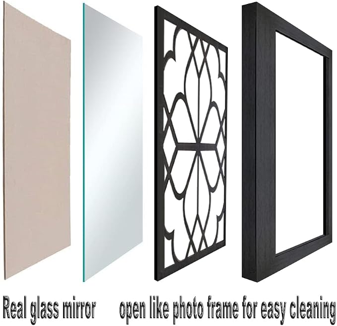 Wocred Set of 4 Mirrors Square Wall Mirror,Gorgeous Rustic Farmhouse Accent Mirror,Black Entry Mirror for Bathroom Renovation,Bedrooms,Living Rooms and More(12”x12”4pcs) - Image 2