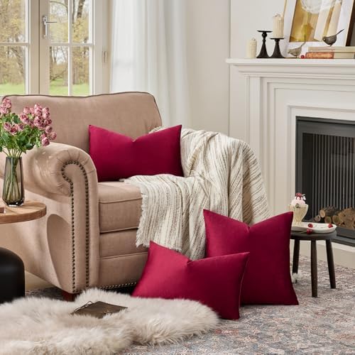 GIGIZAZA Burgundy Velvet Pillow Covers 12x20 Decorative Pillows Pack of 2 - Image 3