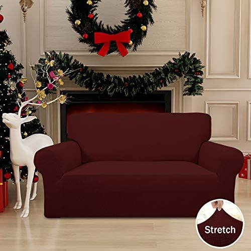 Easy-Going Stretch Loveseat Couch Covers Washable Wine - Image 2