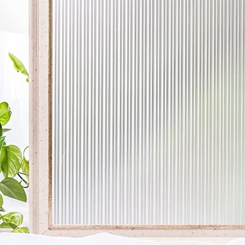 CottonColors Window Privacy Film 35"X 78", 3D Reeded Glass Window Film by CottonColors