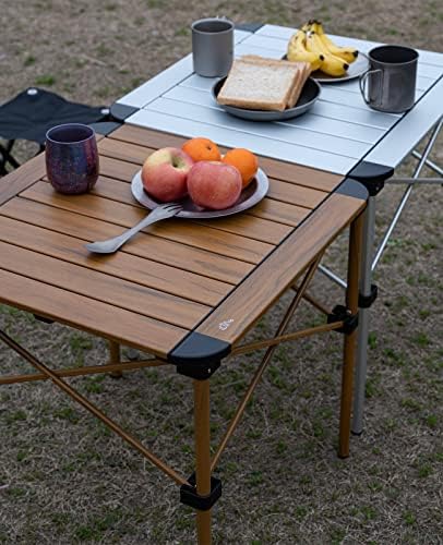 iClimb Lightweight Stable Alu. Folding Square Table Roll Up Top (Nature, M) - Image 4