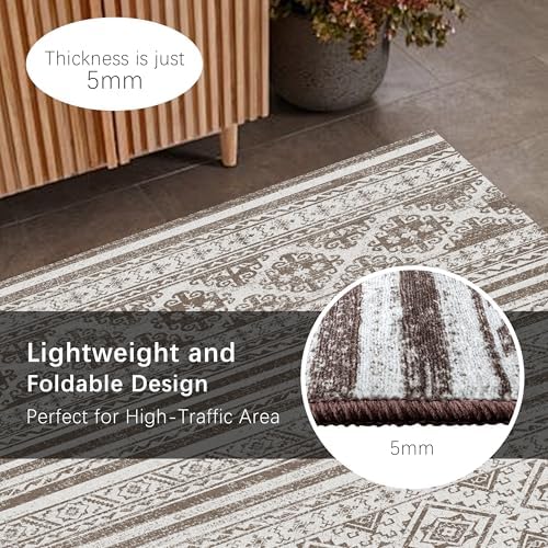 RUGSURE Washable Area Rugs 5' x 7' - 1/6 Thick - Moroccan-Inspired -Stain & Water Resistant Non-Slip - Resistant Rug for Living Room, Bedroom, Nursery, Pet & Child Friendly (Brown) - Image 6