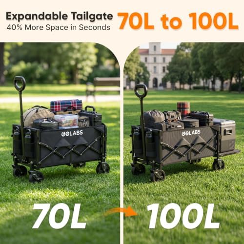 Golabs WA1 Collapsible Folding Wagon Cart, Max 220lb Load, Expands to 100L - Image 3