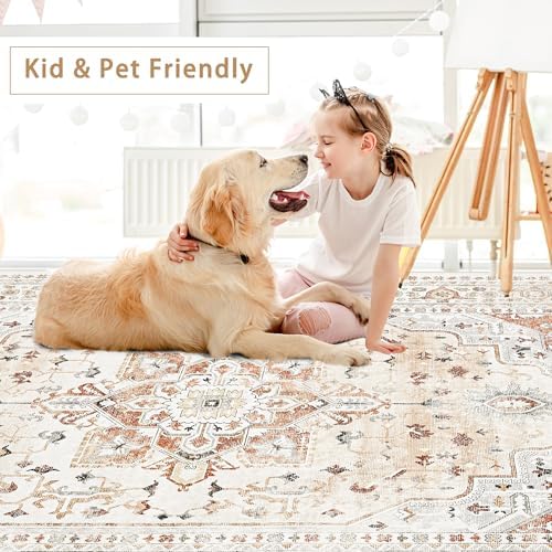 Orange Red 8x10 Washable Area Rugs for Living Room,Bedroom,Dining Room - Image 6