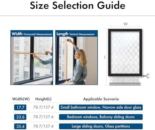 Window Privacy Film, Lattice with Flowers Frosted Decorative Static Cling Glass Sticker No Glue Removable Window Tint with Installation Tools, Anti-UV Home Door Glass Covering, 23.6" x 78.7" - Image 6