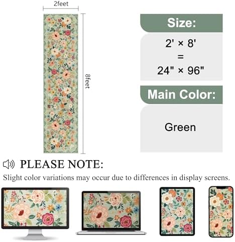 DUKINO 2x8 Runner Rug, Washable Runner Rug for Kitchen Non Slip, Green - Image 2