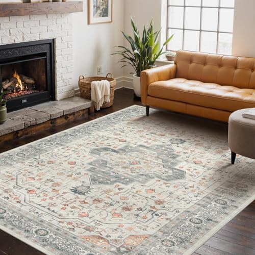 Rugxara 4x6 Vintage Boho Washable Rug for Bedroom(Orange) - Image 4