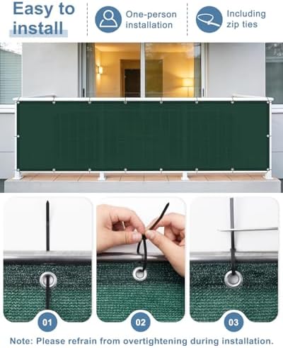Balcony Privacy Screen Fence UV Protection, Customized 3'x15' Dark Green - Image 5