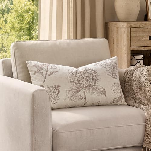 Set of 2 Lumbar Floral Pillow Covers 12x20 Inch Light Camel - Image 4