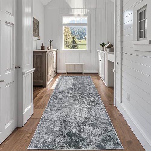 Aelenmu Runner Rugs for Hallways Kitchen 2.6x8 Non Slip Washable Black by Aelenmu