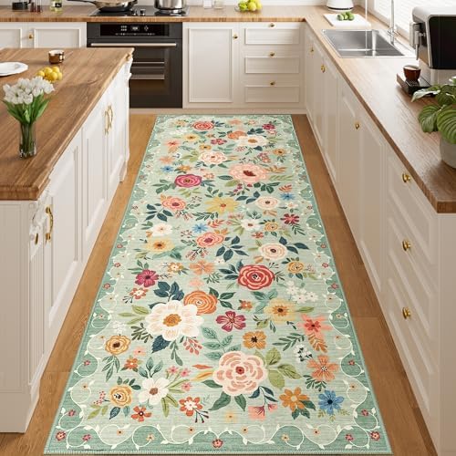 DUKINO 3x8 Kitchen Runner Rug, Washable Rug for Hallway Non Slip, Green - Image 6