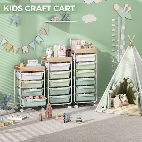 SYKIARIOL Rolling Storage Utility Cart with 4 Drawers,Art Cart,Green - Image 5