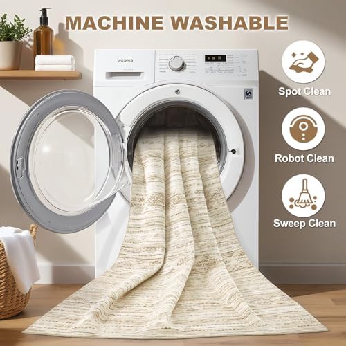 Nakagishi 6x9 Area Rugs Living Room: Washable Boho Large Neutral Modern Soft Farmhouse Beige Rug Stain Resistant Indoor Floor Non-Slip Carpet for Women Home Enthusiasts Aged 25-45 - Bedroom Room Decor - Image 2