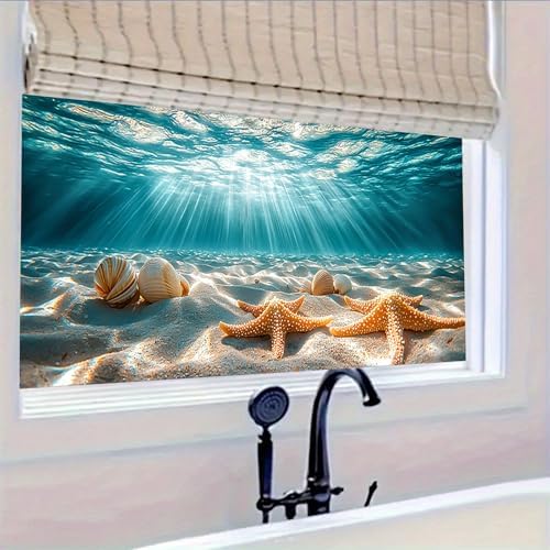 HOMETITUTE Underwater Sea Shell Starfish Window Cling 39.3x17.7 Inch PVC - Image 5