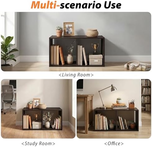 WannabeMyself【Sturdy Build&Easy Assembly】2 Cube Storage Organizer with Anti-Tipping Kits,Reversible Open Back Book Shelf, Bookcase for Living Room,Bedroom,Entrance Hall,Office,12.2×11.4×24.1,Chocolate - Image 6