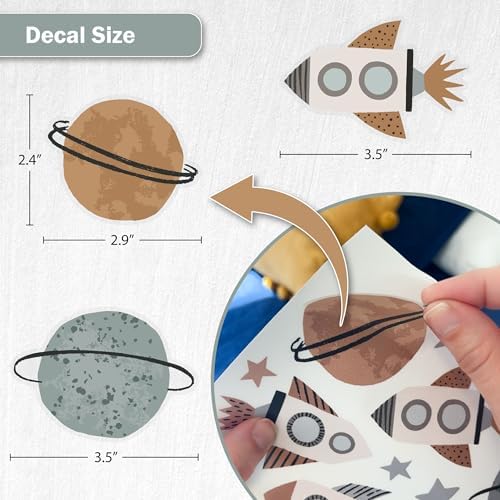 Galaxy Space Wall Decals - Set of 114 Rockets Planets Stars Stickers for Boys Bedroom, Nursery & Playroom - Removable Outer Space Peel & Stick Wall Decor - Image 5