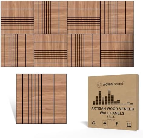 WoveN SounD Acoustic Wall Panels, Teak, 8 Pack, 23.6x23.6 in by WovenSound