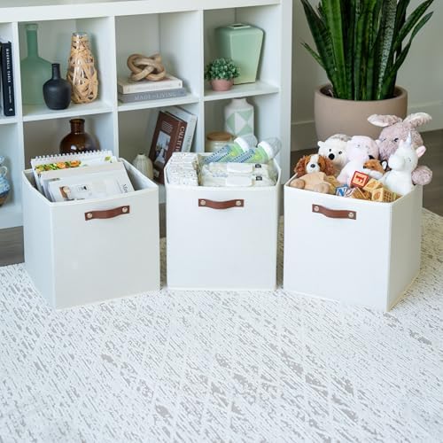 OrganiHaus 13x13 Cube Storage Bins, Set of 4 - Fabric Storage Cubes - Image 4
