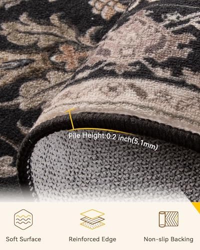 RELEANY Washable Area Rug, 3'x4', Black/Neutral - Image 3