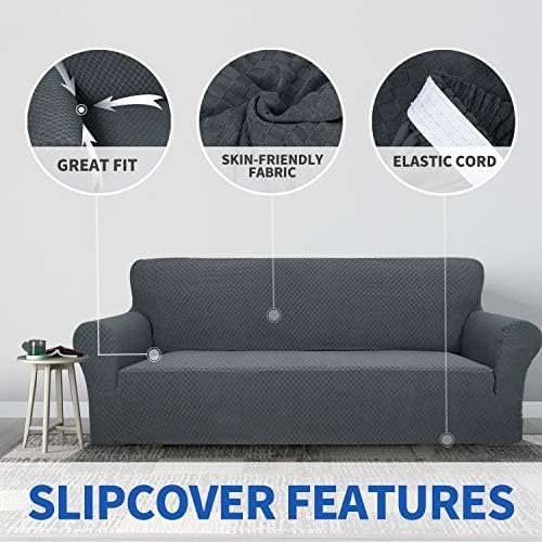 ZNSAYOTX 1 Piece Jacquard Chair Slipcovers for Living Room High Stretch Chair Covers with Arms Anti Slip Pets Friendly Couch Sofa Armchair Cover Furniture Protector (Chair, Dark Grey) - Image 5