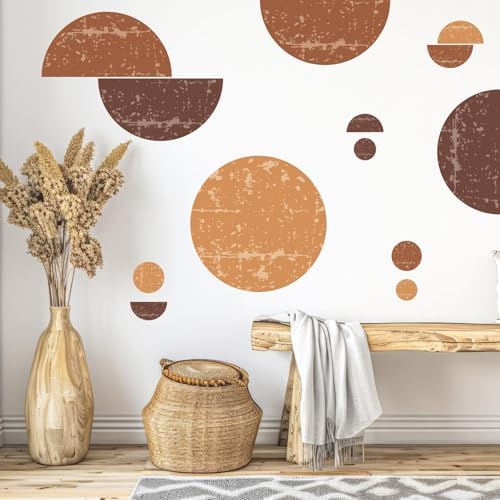 Kazova Large Half Circle Wall Stickers 2 Sheets Vintage Boho Geometric Semicircle Arch Decals Peel and Stick Removable for Bedroom Living Room Headboard Decor - Image 4