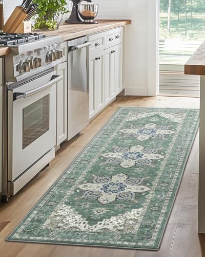 AMADA HOMEFURNISHING 2x6 Washable Runner Rug, Low-Profile Kitchen Rugs with Non-Slip Backing & Durable Edge Binding, Vintage Entryway Runner Rug for Bedroom & Hallway - Image 3