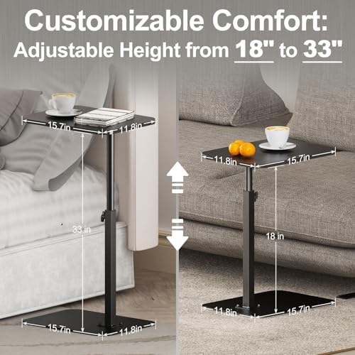 Side Table Sofa Tray for Couch Heavy Metal Base Swivel/Adjustable Height - Image 2