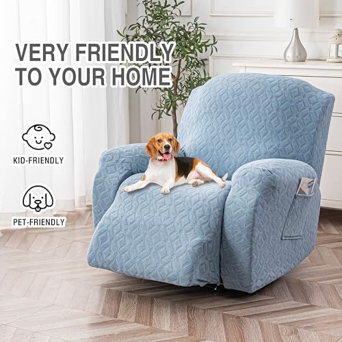 Genina Waterproof Recliner Chair Cover,1 Seat Couch Cover,Light Blue - Image 6