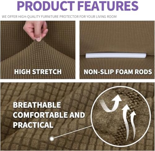 ZNSAYOTX Stretch Oversized Couch Cover Universal Sofa Covers for Living Room Dogs Pet Furniture Protector Spandex Extra Large Sofa Slipcovers with Anti Slip Foam Sticks (Brown, XL Sofa) - Image 4