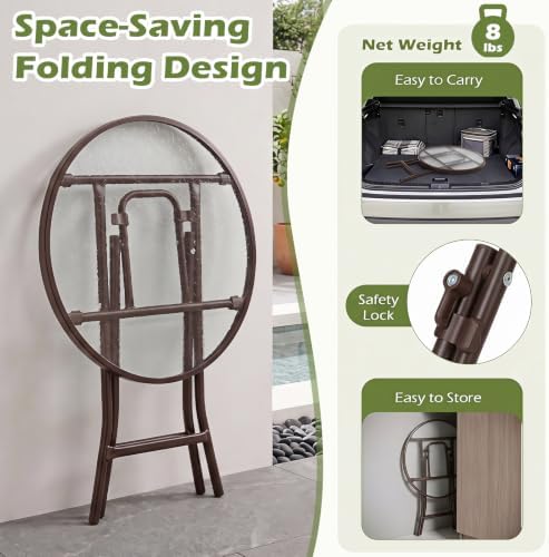 GIANTEX Folding Side Table w/Tempered Glass Tabletop & Metal Frame Set of 2 - Image 5