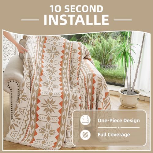 Couch Cover for Dogs Washable Sofa Cover, Sectional Couch Covers, Sofa Covers for 2 Cushion Couch, Non Slip Stripe Sofa Slipcovers Furniture Protector (Khaki Orange, 91 * 71) - Image 7