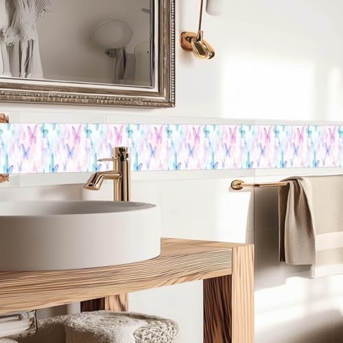 IVN Wallpaper Border Peel and Stick Wall Pastel Butterflies 4x196 Inch - Image 3